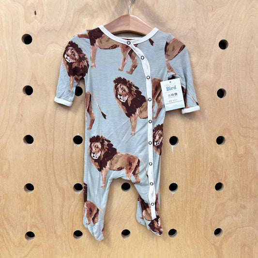 Mint/Brown Lion Bamboo Footies