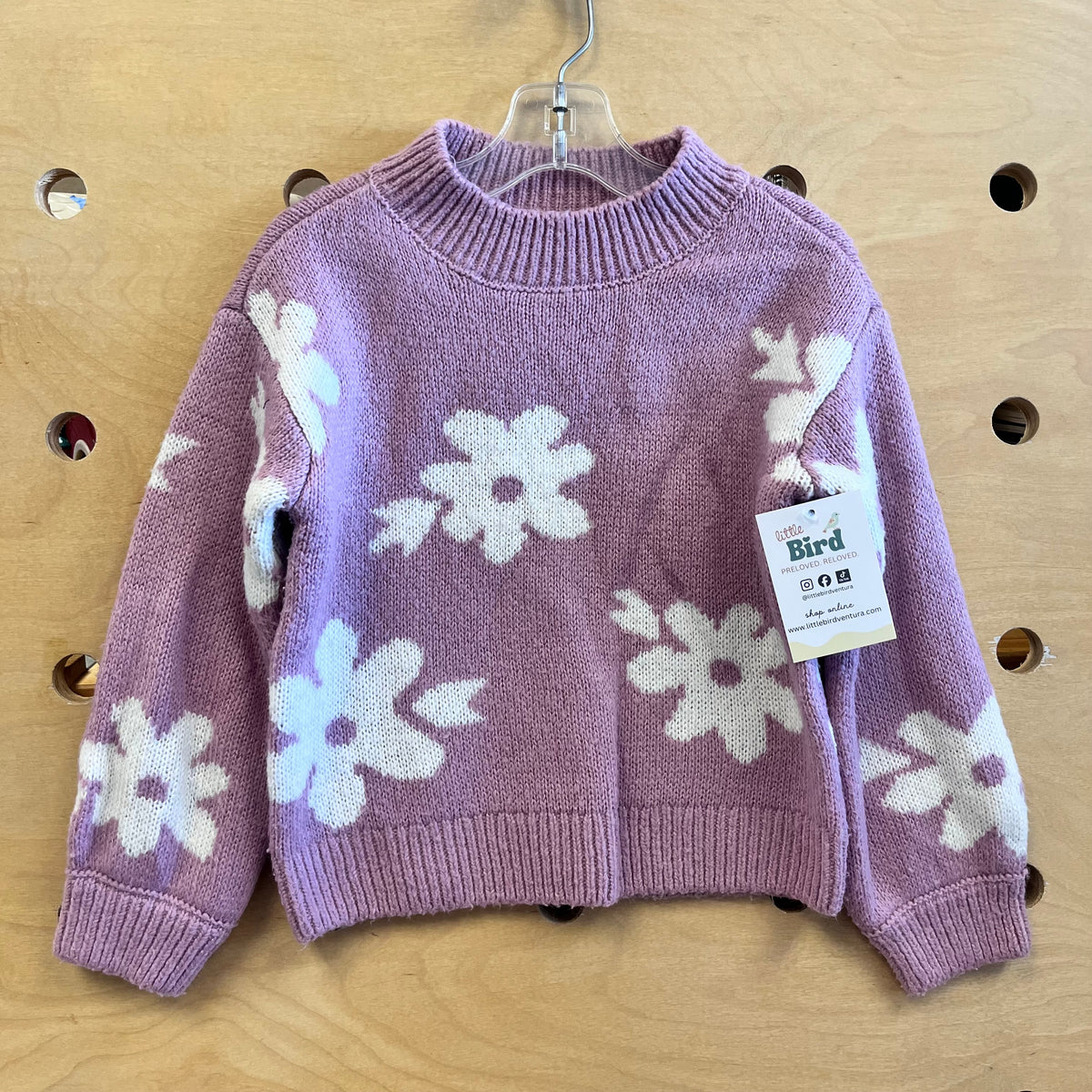Lavender/White Flowers Knit Sweater