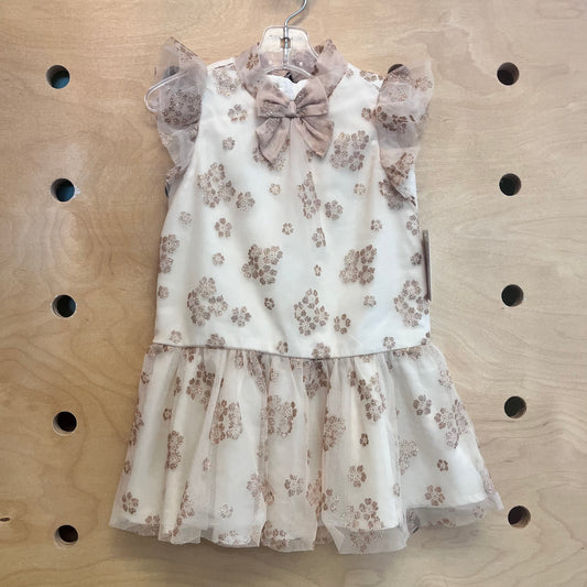 Cream & Gold Glitter Tulle Dress
