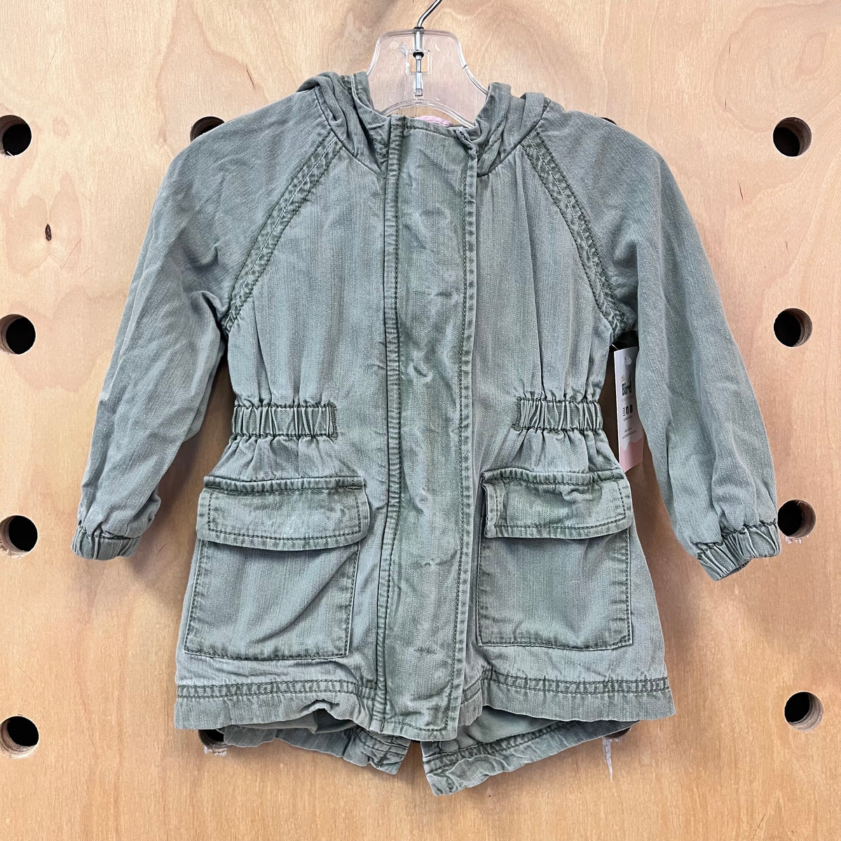 Lined Green Denim Hoodie Jacket