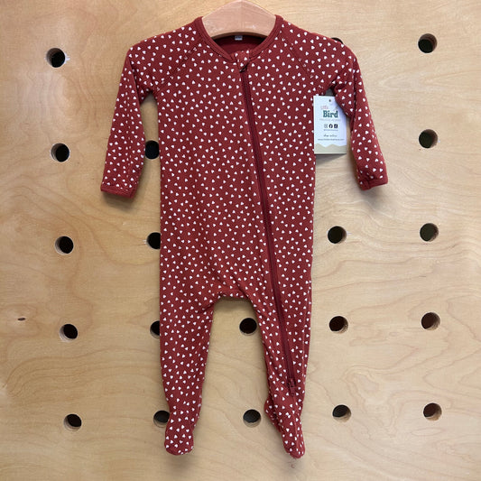 Bamboo Rust/White Hearts Footies