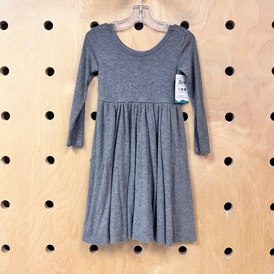 Grey Ribbed Bamboo Twirl Dress