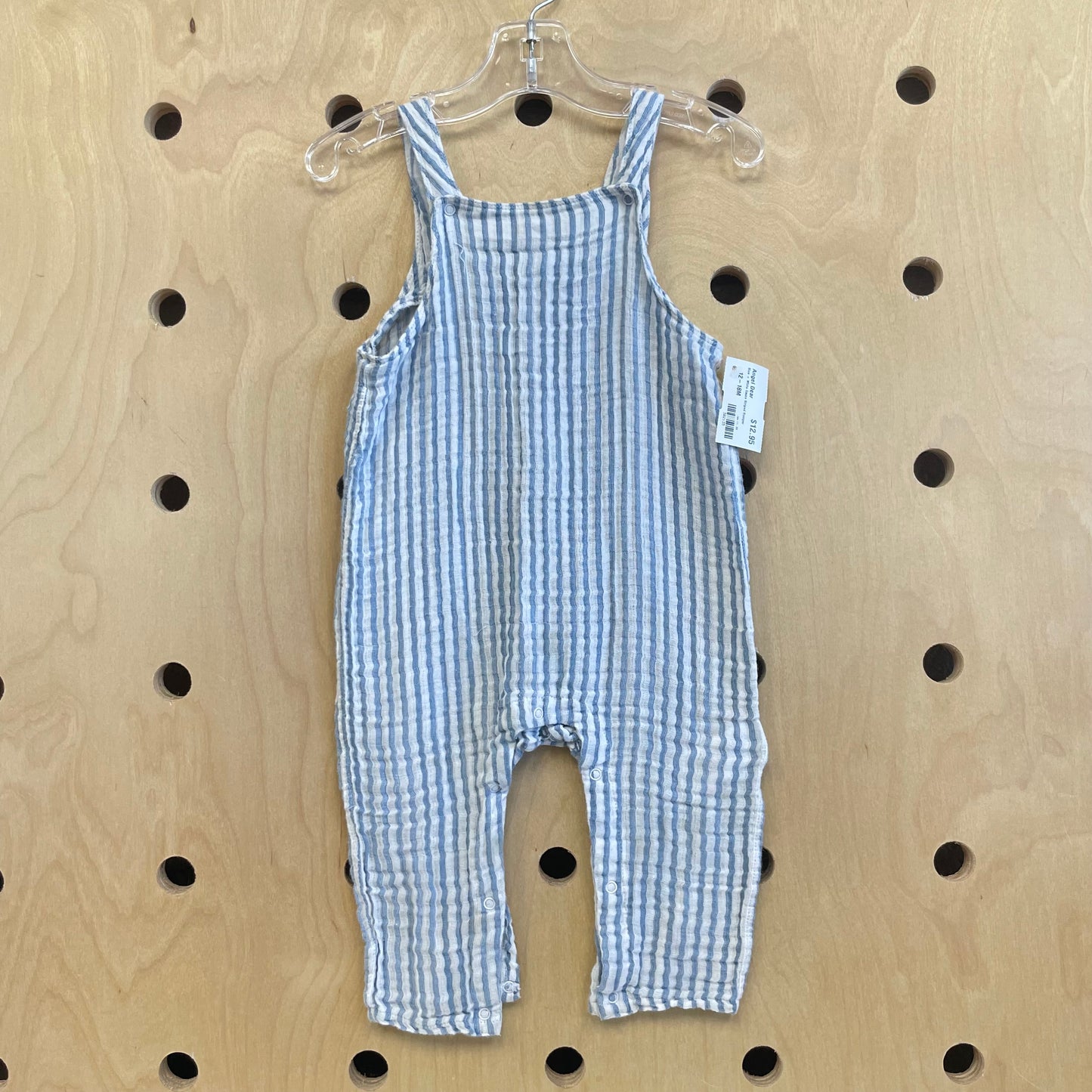 Blue + White Gauze Striped Romper