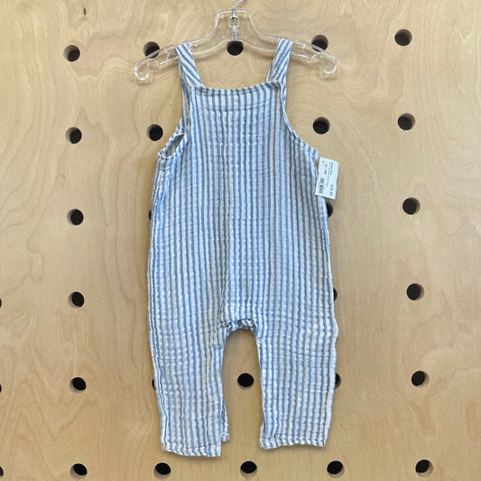 Blue + White Gauze Striped Romper