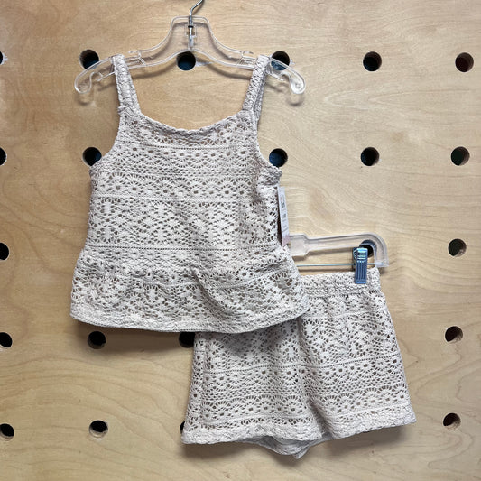 Lined Beige Crocheted Outfit