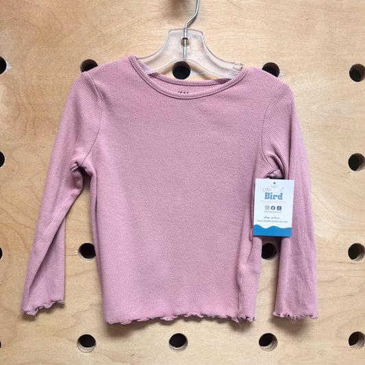 Blush Ribbed Lettuce Hem LS