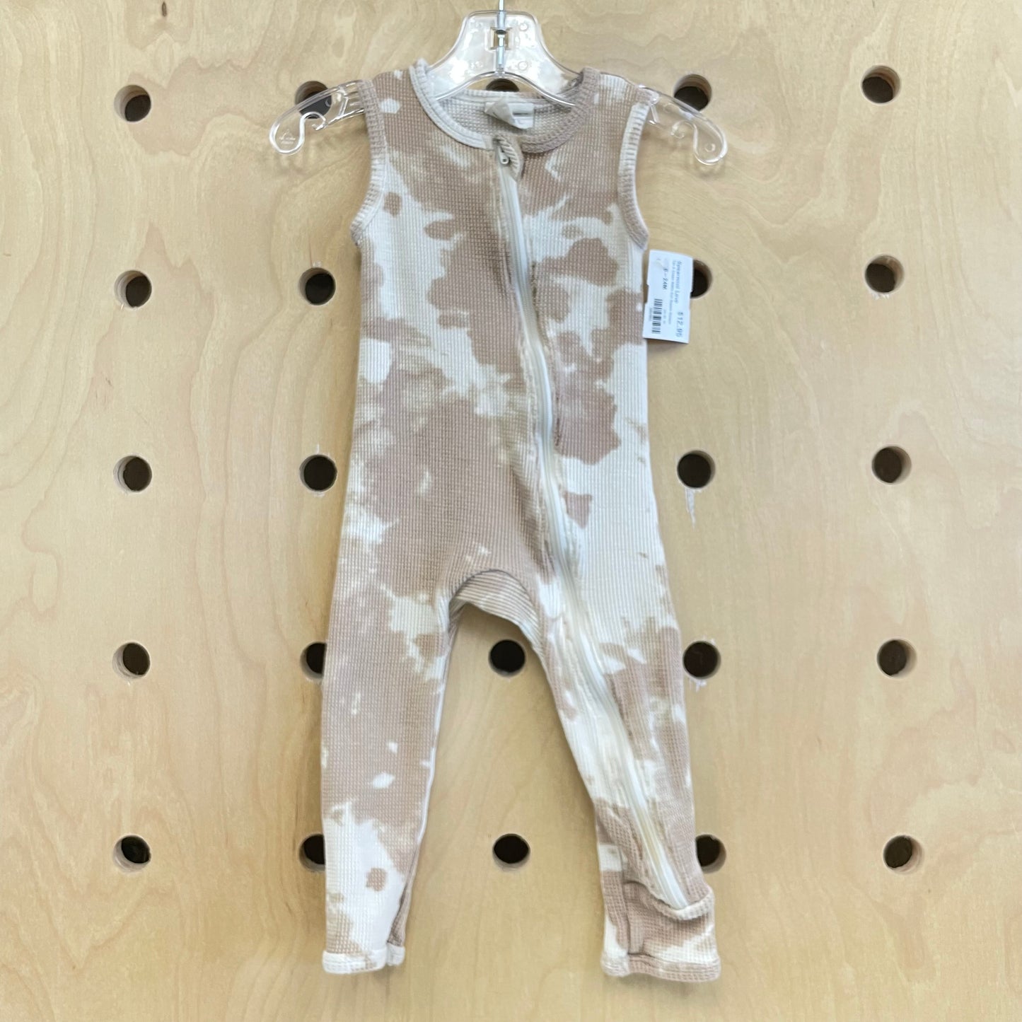 Tan & Cream Waffle Knit Organic Romper