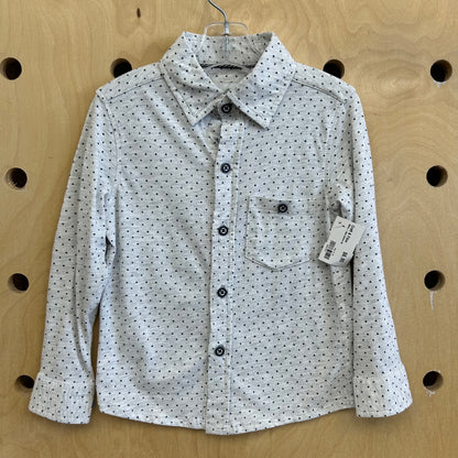 White + Navy Button Up