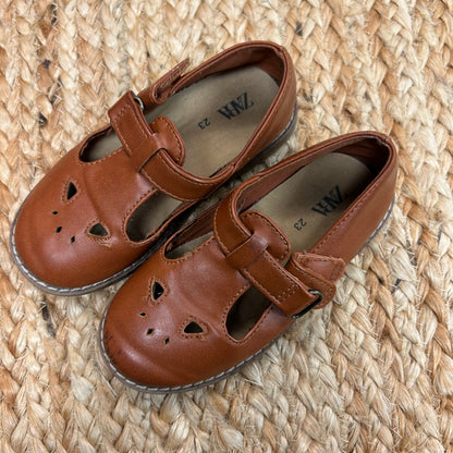 Brown T-Strap Flats