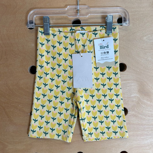 Yellow Tulips Ribbed Bike Shorts NEW!