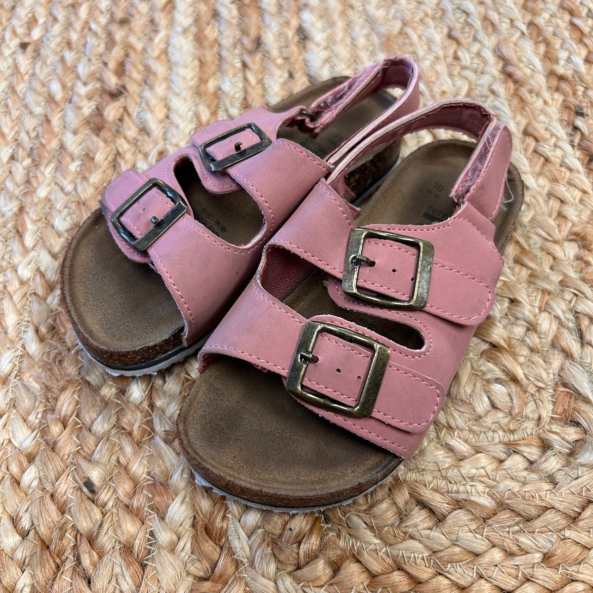 Pink Buckle Cork Strap Sandals