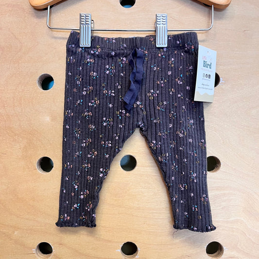 Grey Floral Ribbed Soft Pants