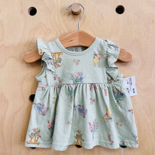 Green Floral Winnie the Pooh Dress