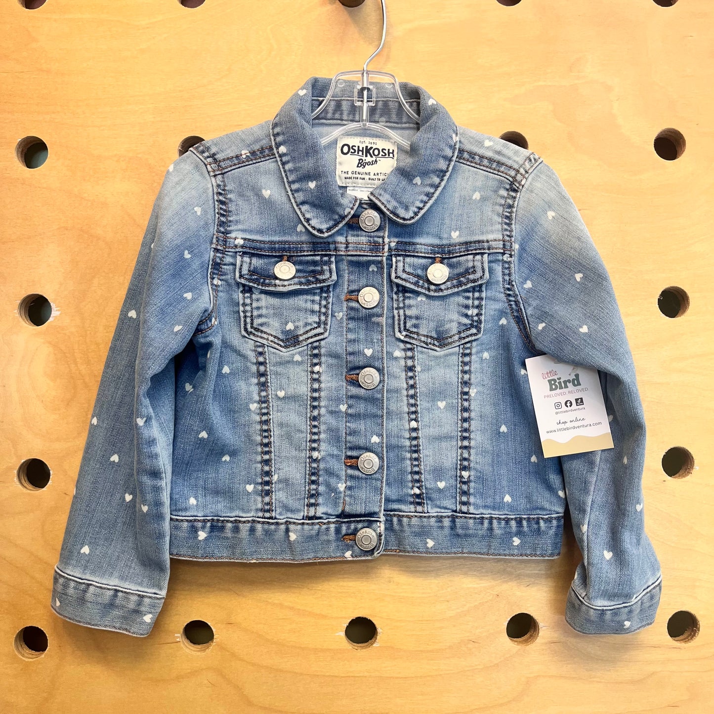 Bleached Hearts Denim Snap Jacket