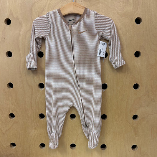 Brown Striped Zip Footies