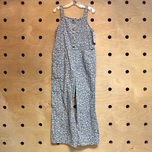 Purple/Blue Floral Button Romper