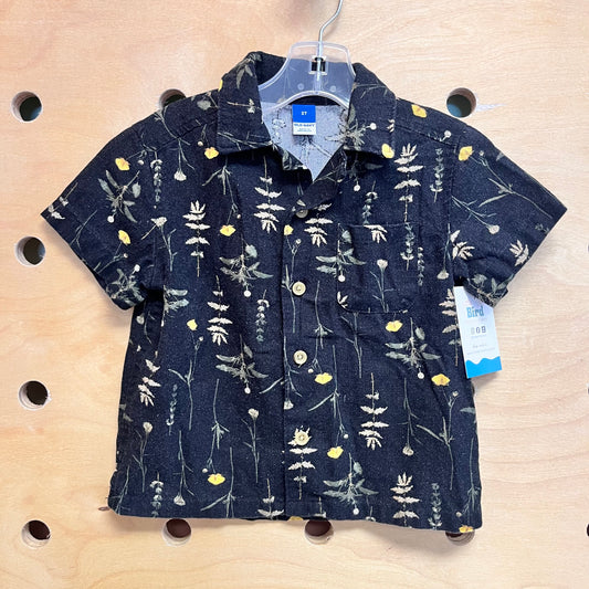 Black/Yellow Floral Button Up