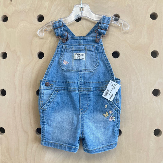 Embroidered Butterfly Denim Shortalls