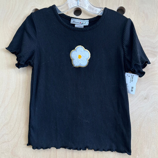 Black Fuzzy Floral Top