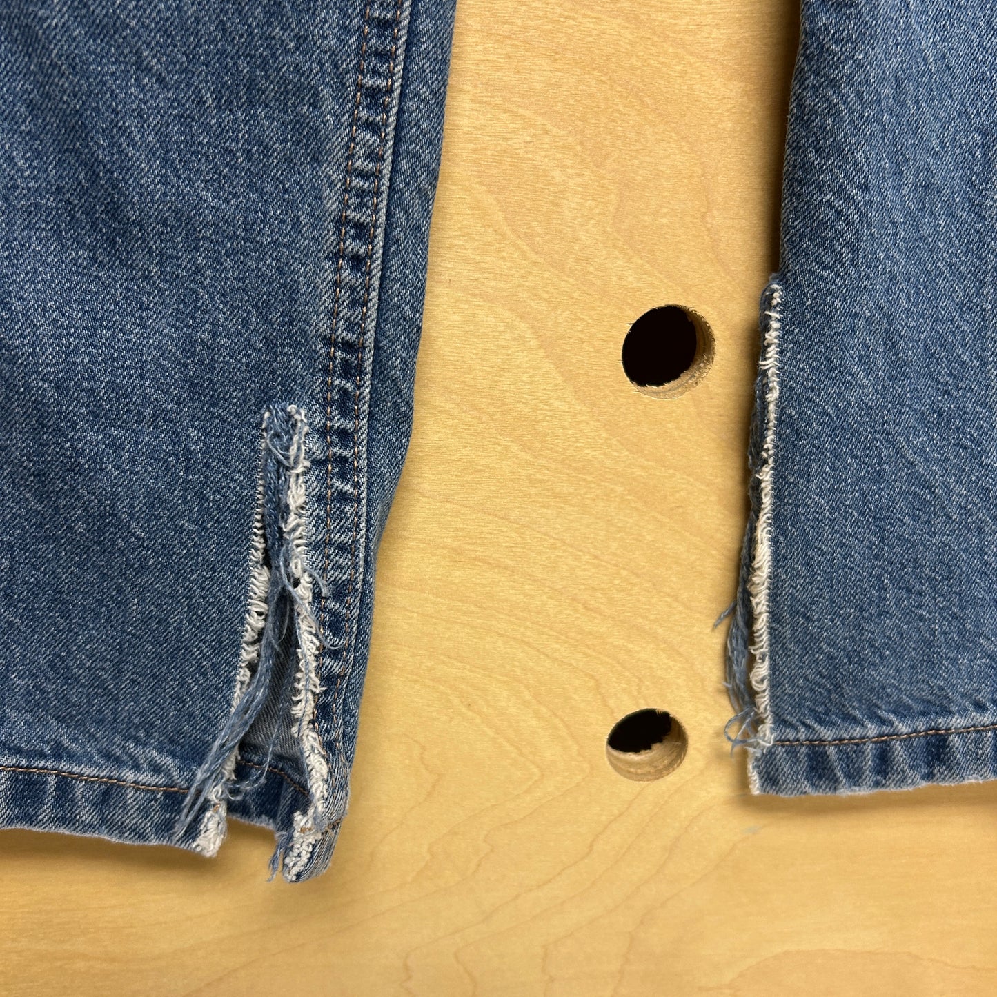 Button Fly Distressed Denim