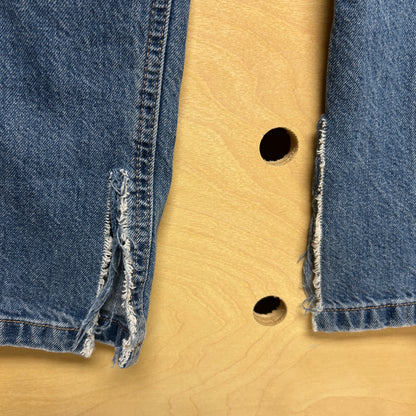 Button Fly Distressed Denim