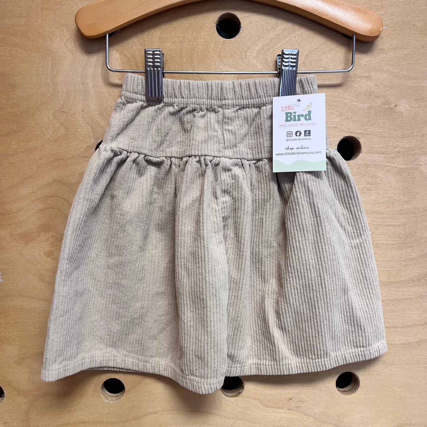 Beige Ribbed Flowy Shorts