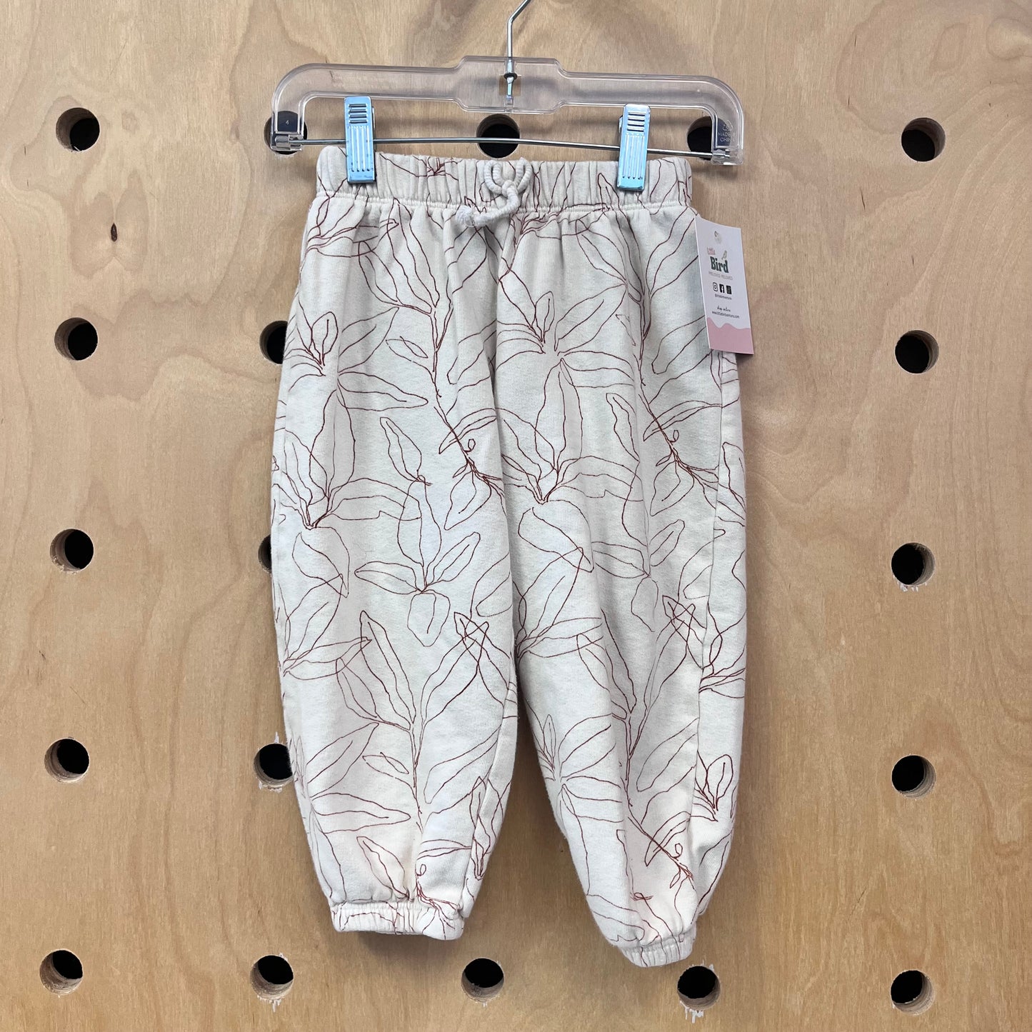 Cream Floral Organic Joggers