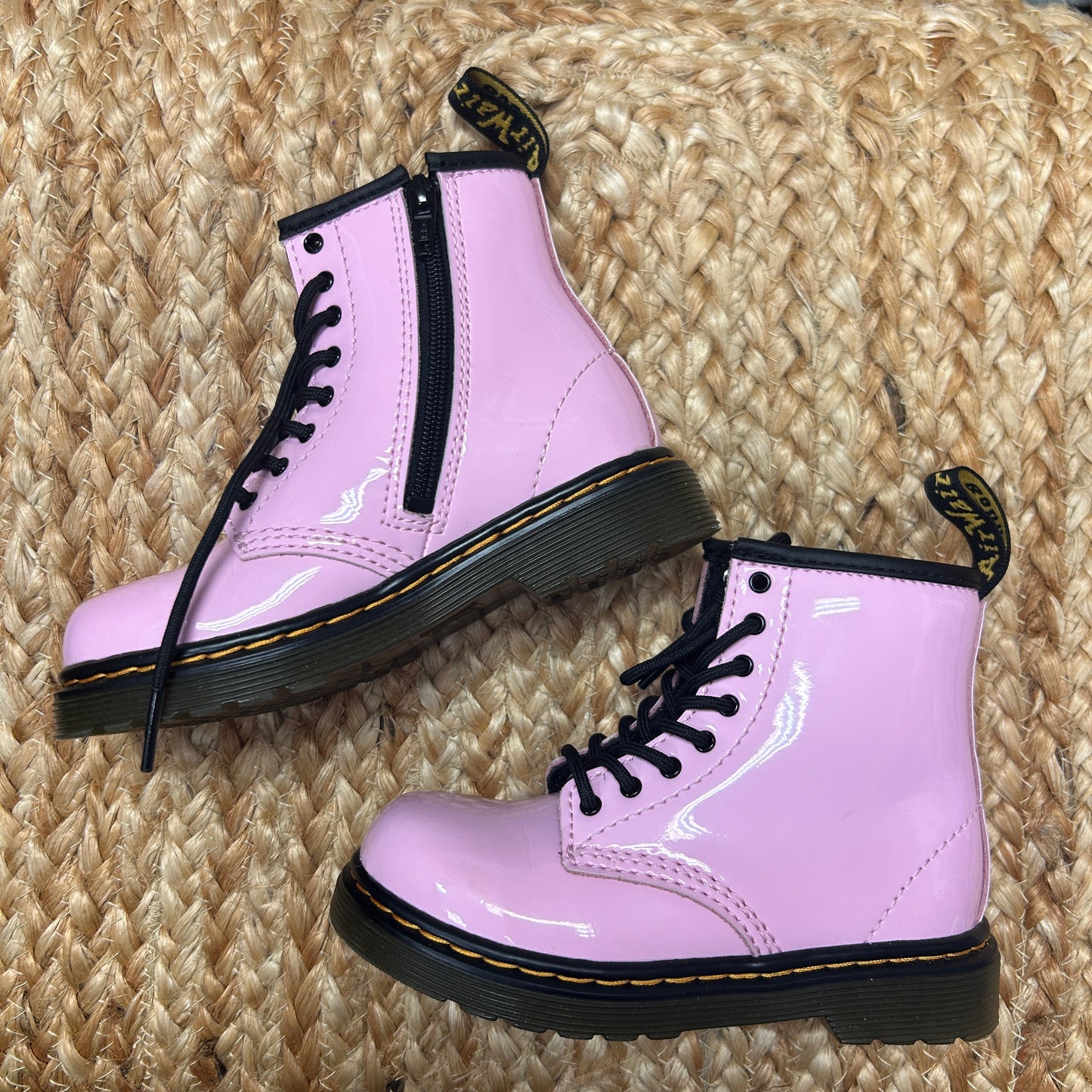 Pink Glossy Zippered Boots
