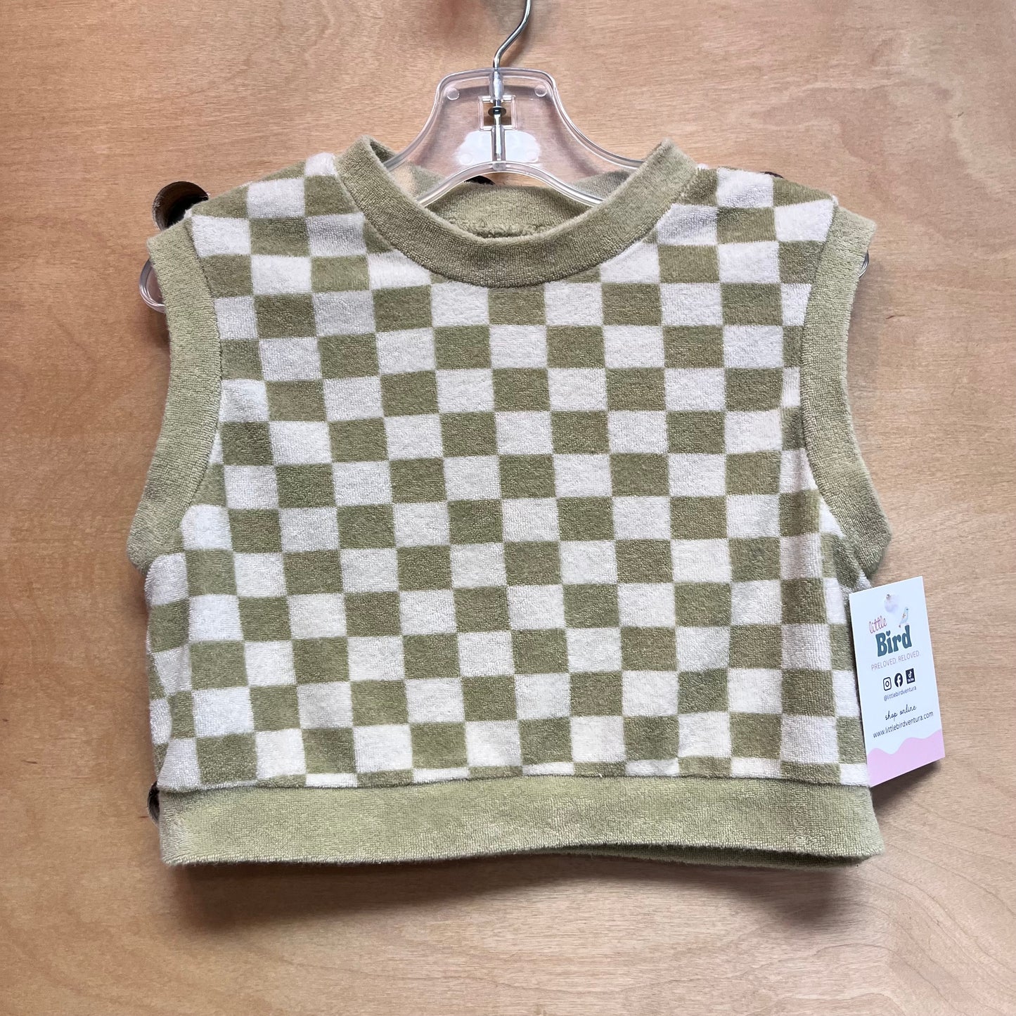 Green Checkered Terry Vest