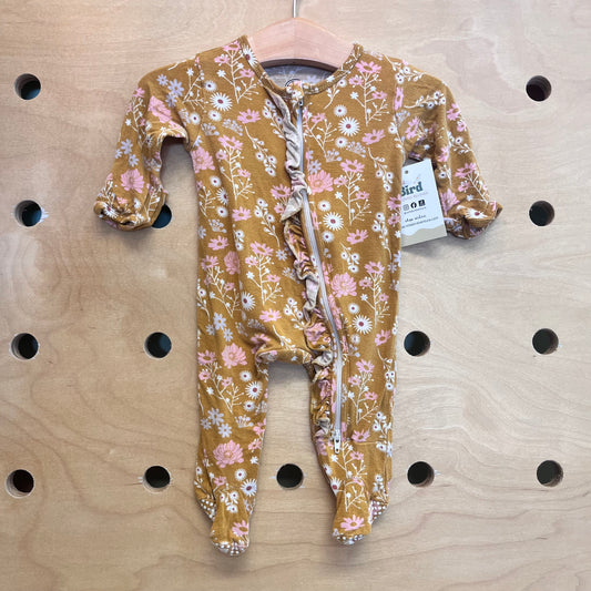 Mustard/Pink Floral Bamboo Zippy