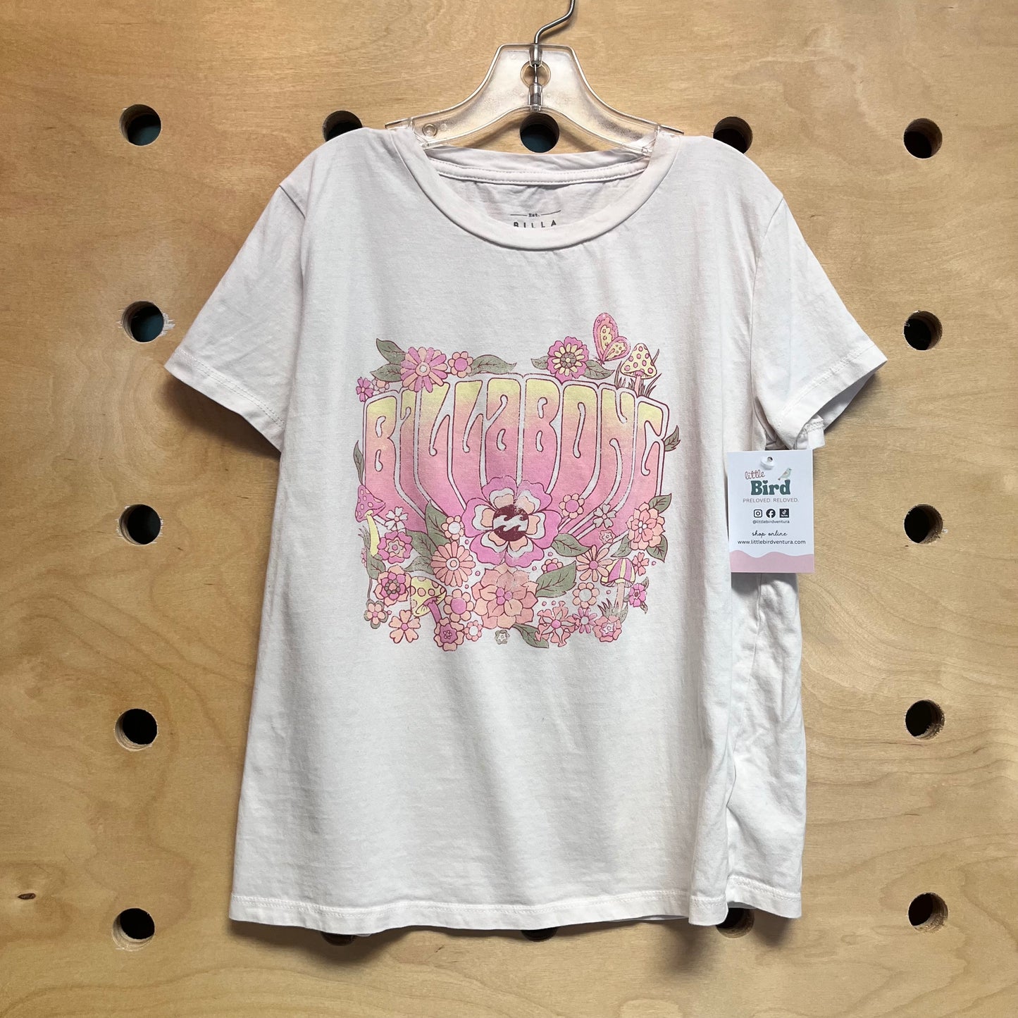 White/Pink Floral Logo Tee