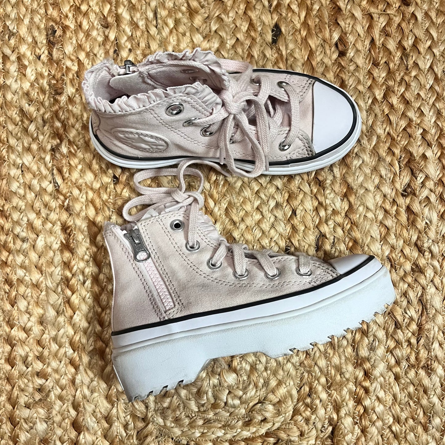 Blush Ruffle High-Top Sneakers