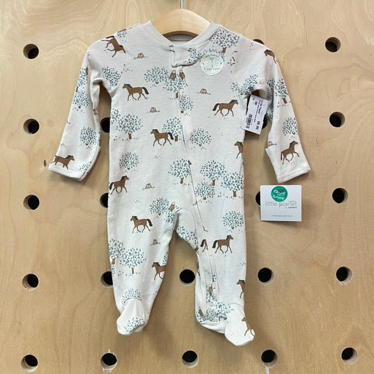 Organic Beige Horses Footies NEW!