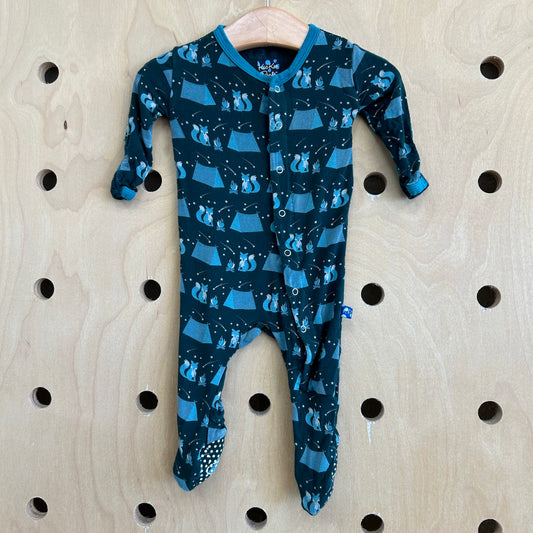 Teal Bamboo Camping Fox Footies