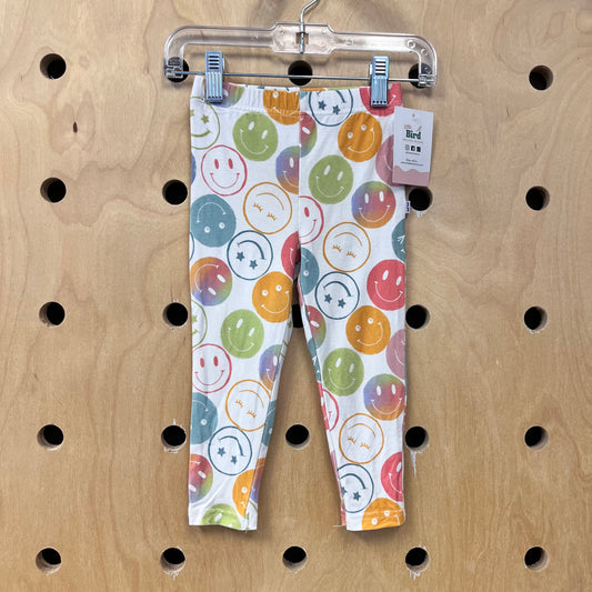 White Neon Smile Bamboo Leggings