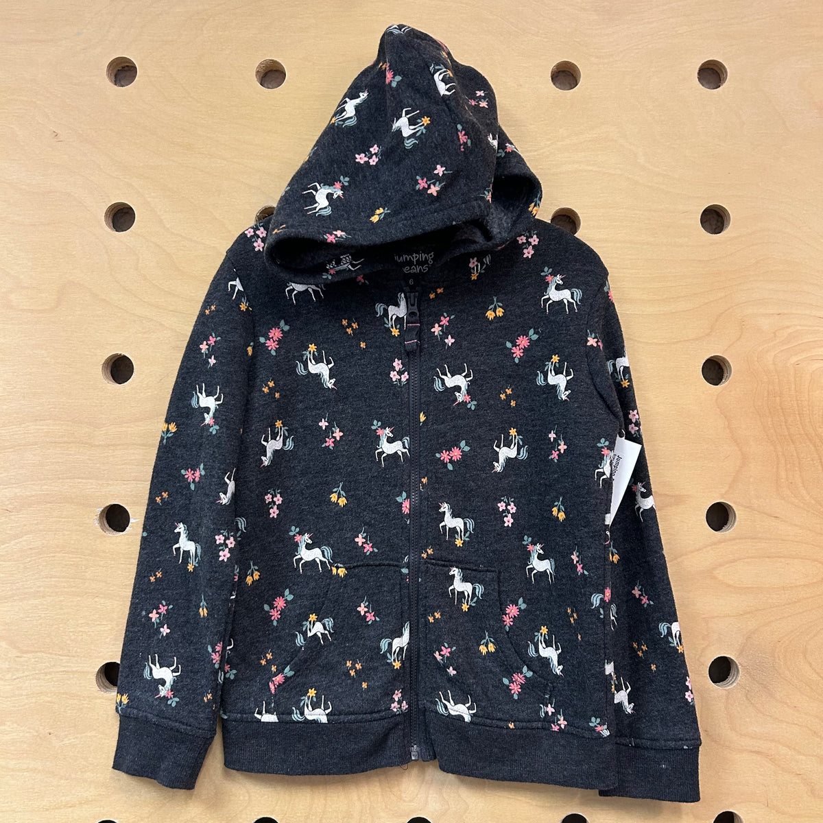 Grey Unicorn Zip Hoodie