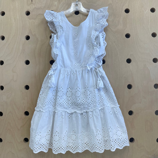 White Eyelet Side Cutout Dress