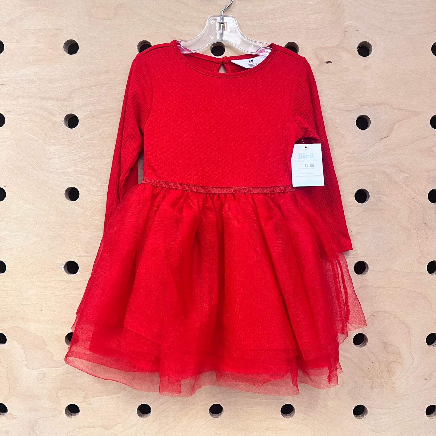 Red Textured Tulle Dress