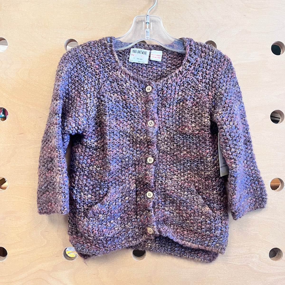 Purple/Multicolor Knit Button Cardigan