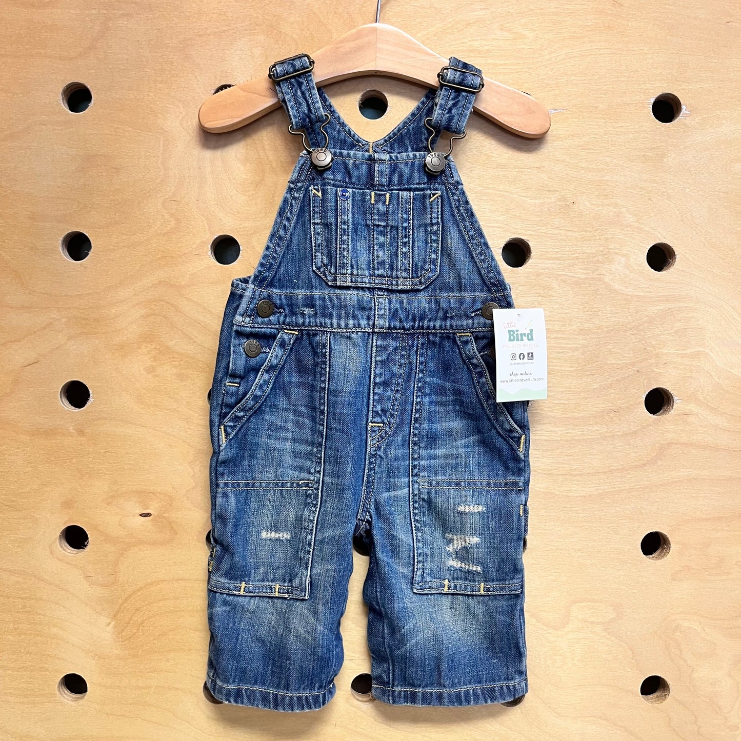 Distressed Denim Overalls