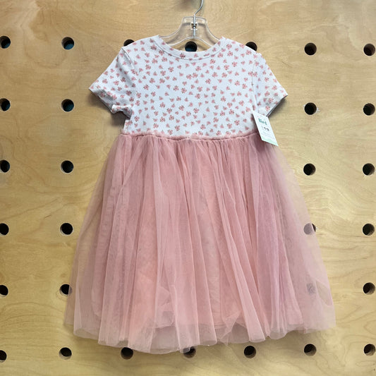 White/Pink Floral Tulle Dress