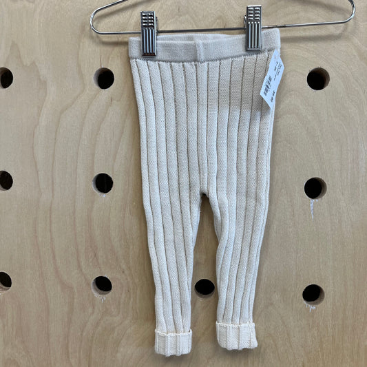 Cream Ribbed Leggings