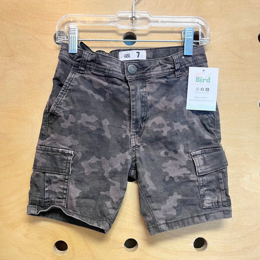 Grey Camo Cargo Shorts