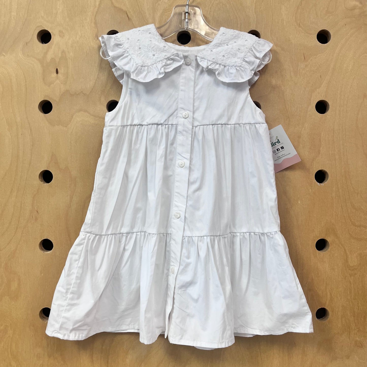 White Eyelet Collar Dress