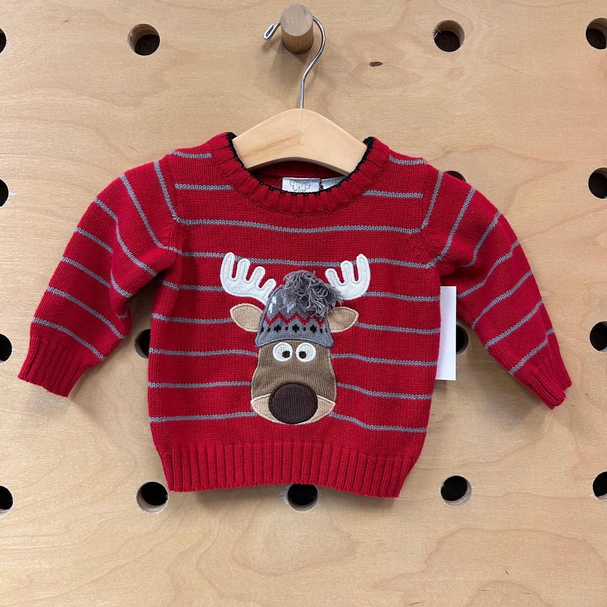 Red/Grey Knit Moose Sweater