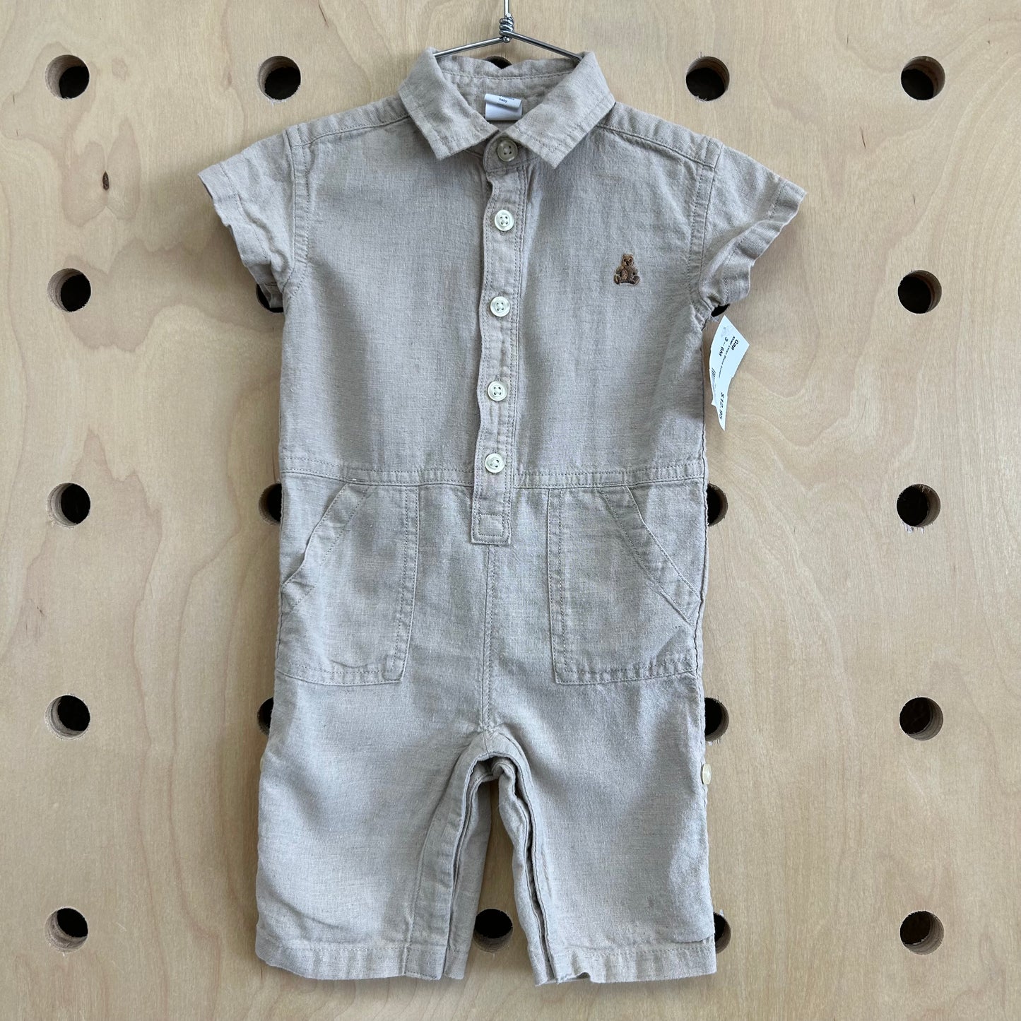 Khaki Linen Blend Romper