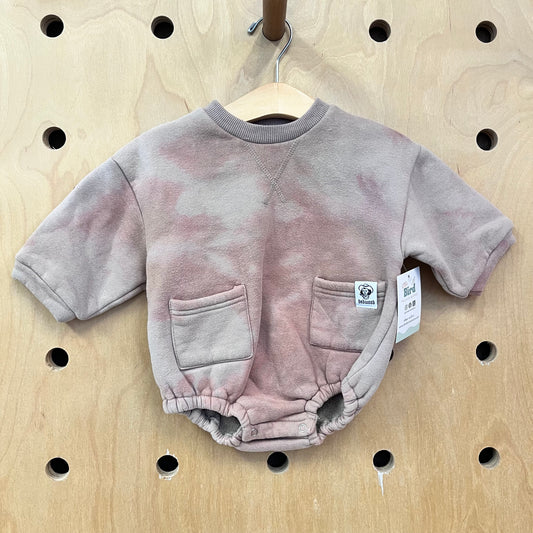 Beige/Pink Tie Dye Fleece Romper