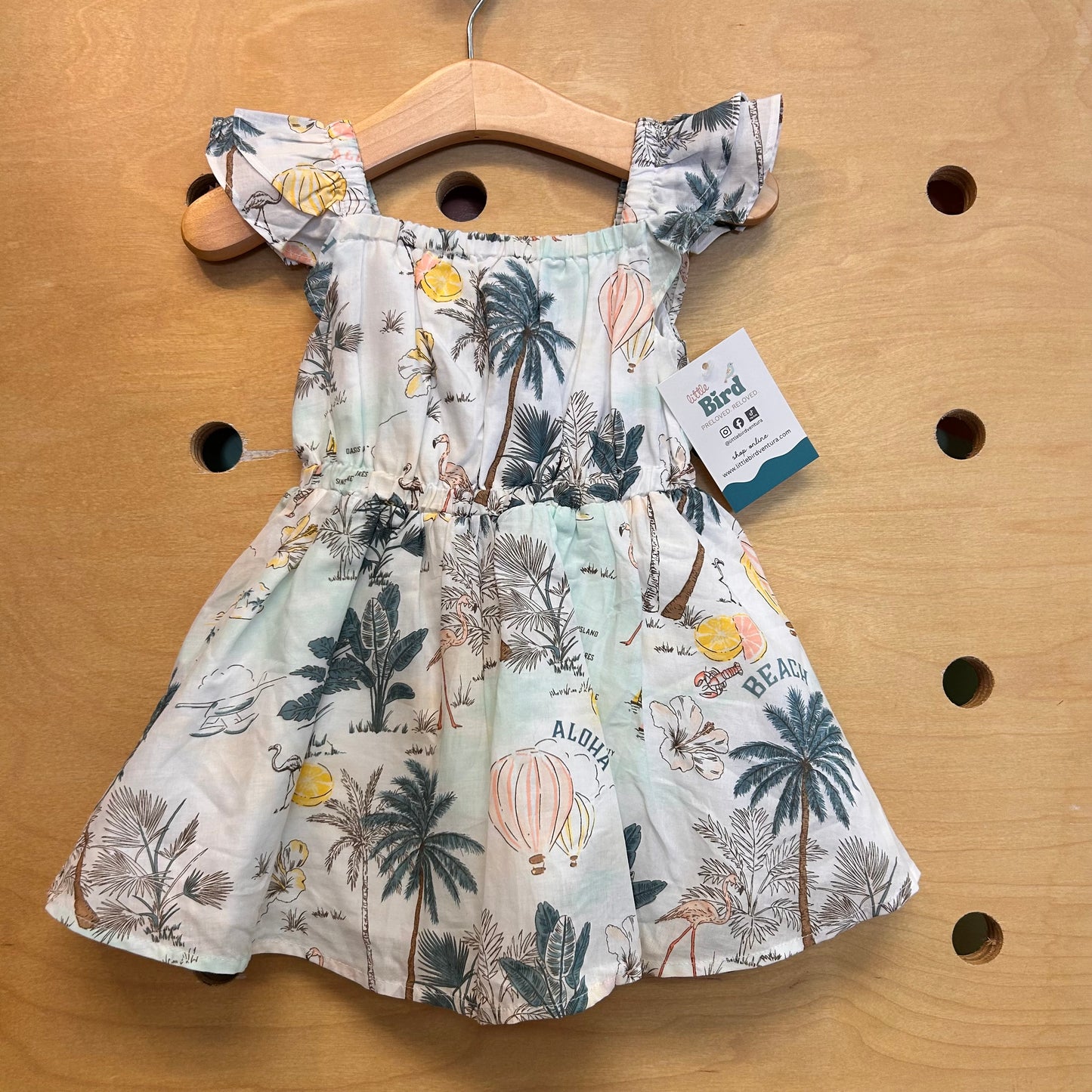 White Aloha Beach Scene Dress NEw!