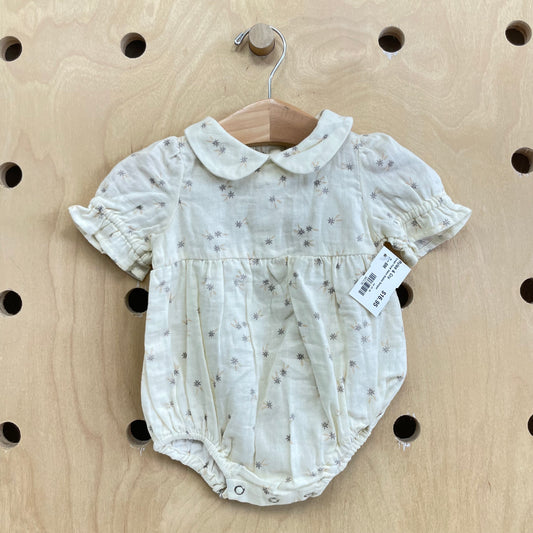 Cream Floral Gauze Bubble Romper