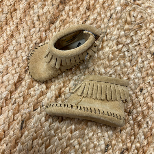 Tan Fringed Back Flap Booties